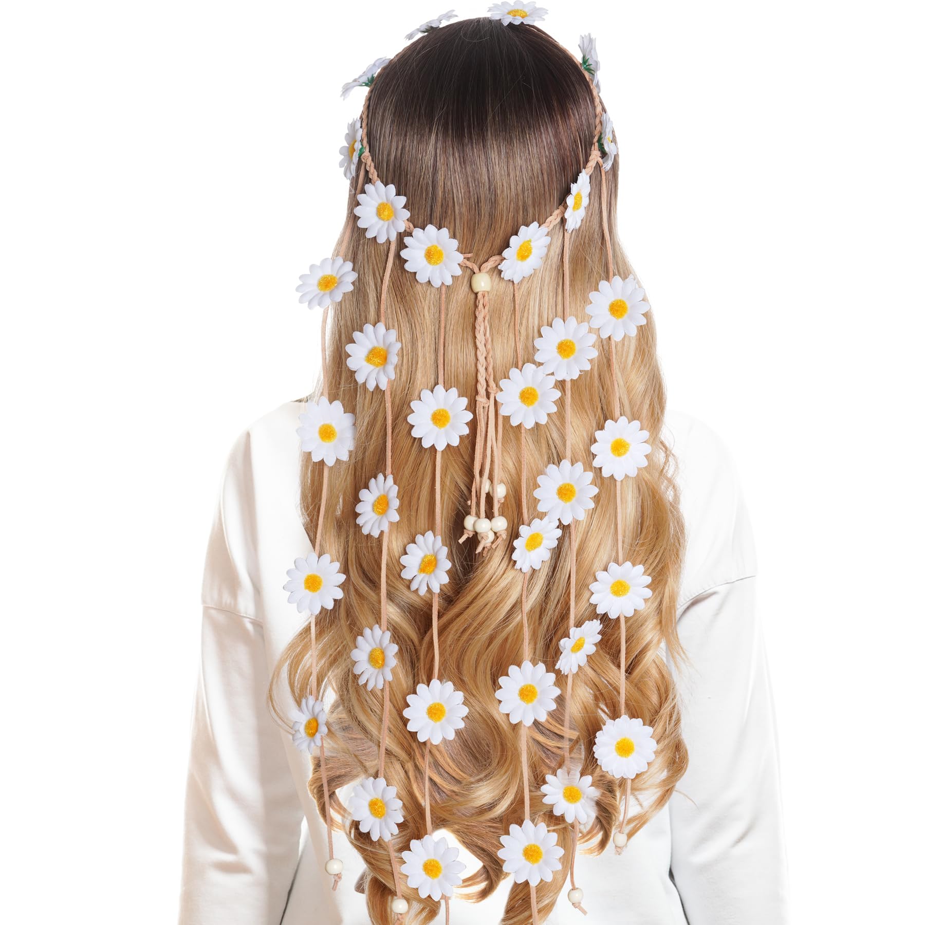 Sucrain - Cerchietto per capelli in stile bohémien, con motivo floreale, per fiori e girasole, 2 pezzi