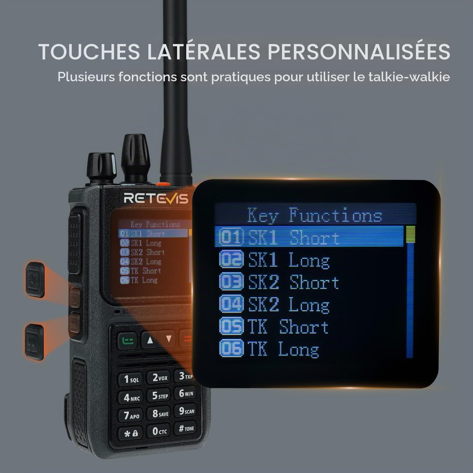 Retevis C1 Talkie Walkie IP67, Radio Étanche Portative Double Bande