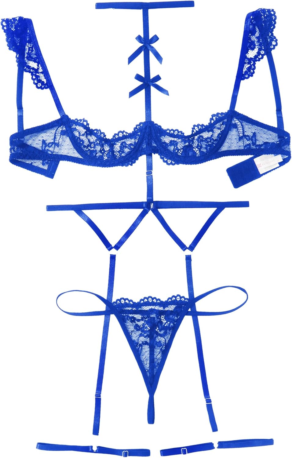 Avidlove Sexy Underwire Floral Lace Sheer Lingerie Set For Women Bra And Panty Garter Lingerie Sets