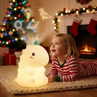 AI Talking Dinosaur Night Light for Kids, Cute Silicone Baby Nursery Night Light Dimmable LED Dinosaur Lamp,Tell Stories,Learn to Rechargeable Bedside Lamp for Gifts Bedroom Kids
