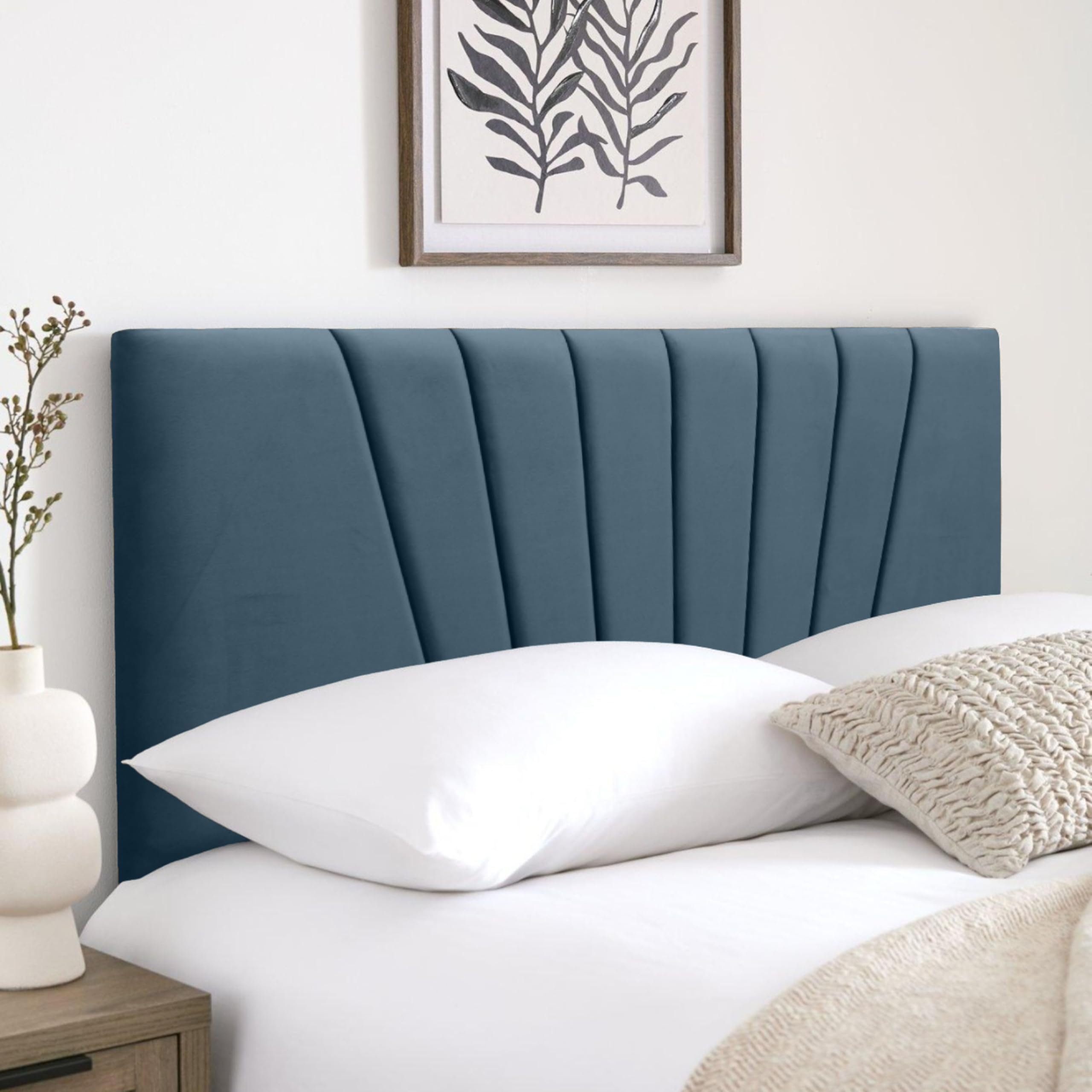 HB-1 Headboards for Beds – Sunrise 24'' Divan Bed Headboard – Headboards for Divan Beds, Bedroom & Hotel Furniture, Elegant Soft Plush Fabric Head Board (Sky Blue Plush, 3FT Single)