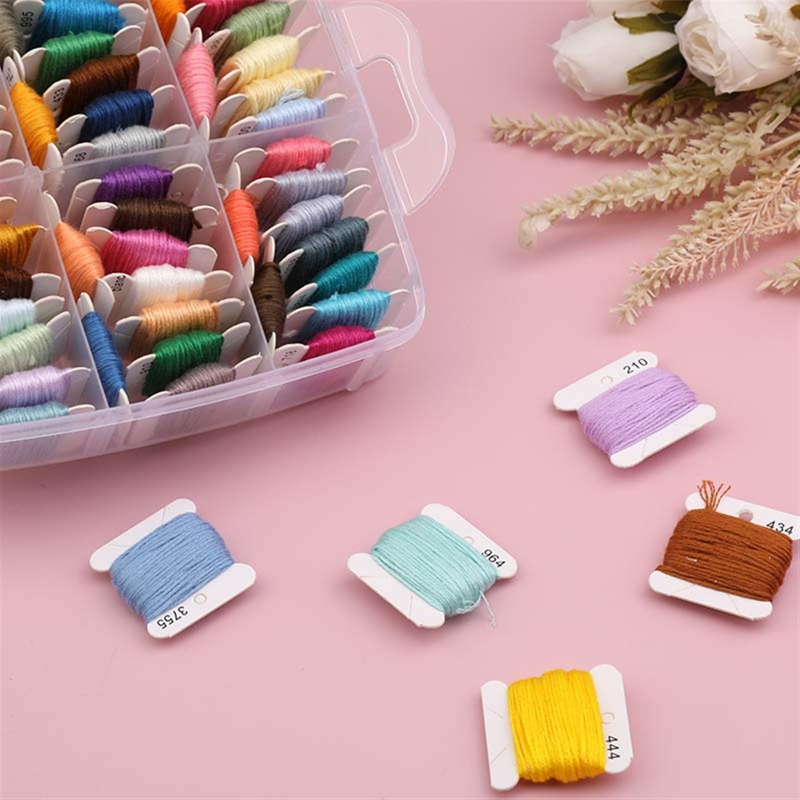 Stick Garn 150 Farben Set Stickgarn Hochfestes Kreuzstich-Nähgarn DIY Craft Organizer Box Threads für Bastelarbeiten