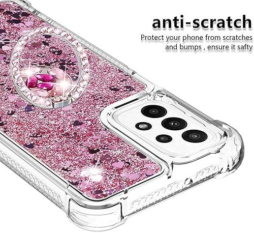 Miniatura 2 de CCSmall Funda para Samsung Galaxy A23 4G5G con purpurina y soporte para anillo, cojín de TPU suave líquido flotante brillante para mujeres y niñas,