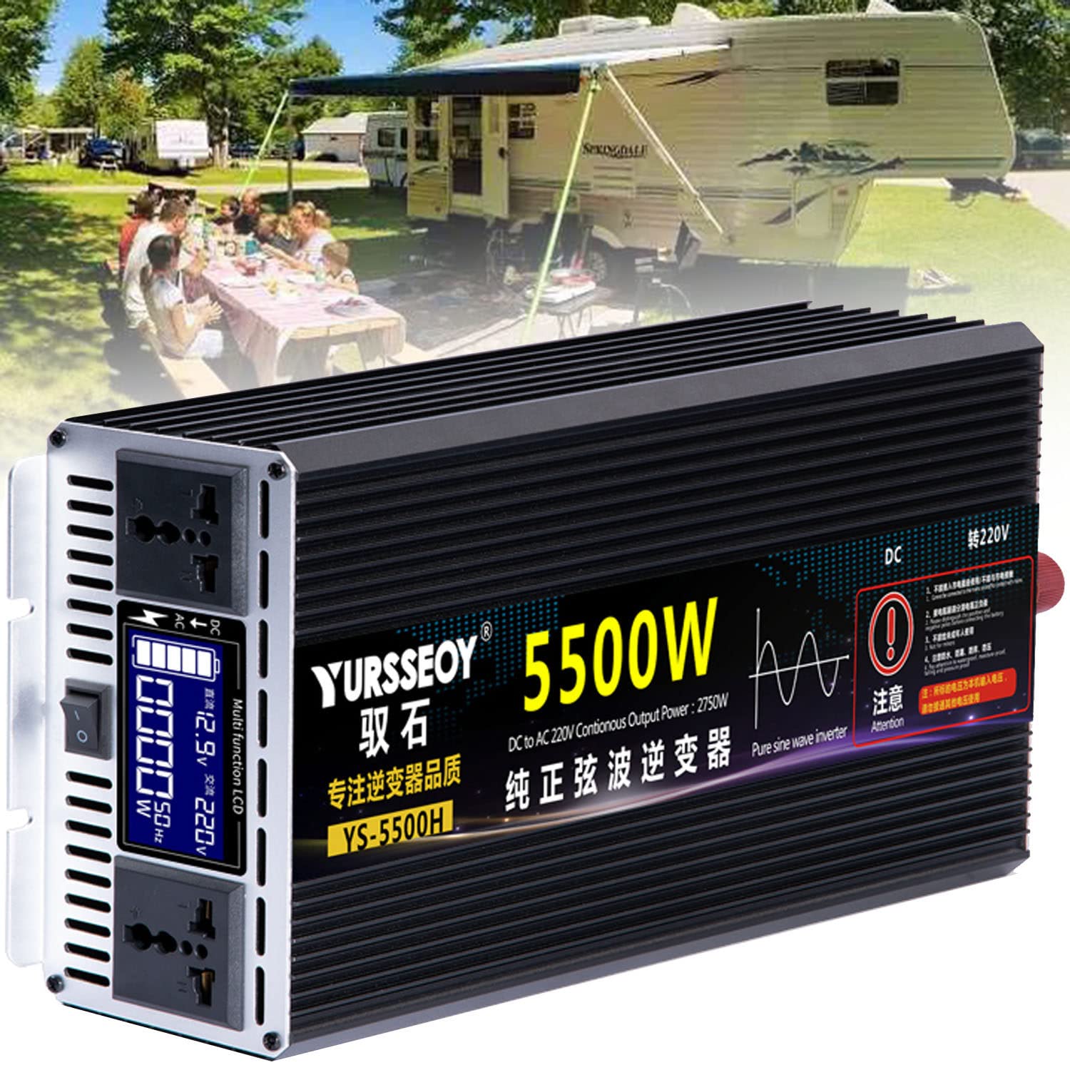 2200W 2800W 3500W 4000W 4500W 5500W 6500W 8500W falownik czysta fala sinusoidalna 12V 24V 48V 60V 72V do 230V przetwornica napięcia samochodowego przetwornica napięcia przetwornica prądu,5500W-12V