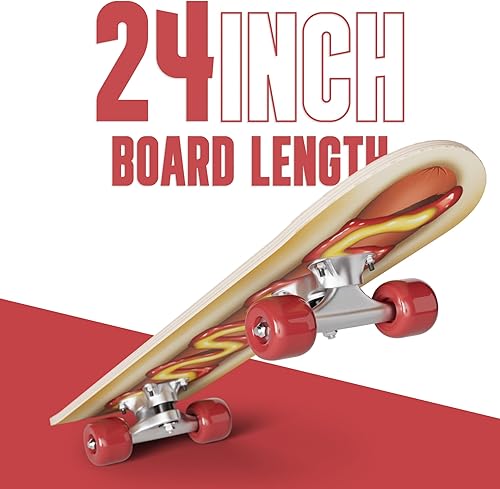 Miniatura 4 de Monopatín Rude Boyz Mini Cruiser de 24 pulgadas - Ejes de Aluminio - Monopatín para Niños de 5-8 Años Principiante - Monopatines para Niños
