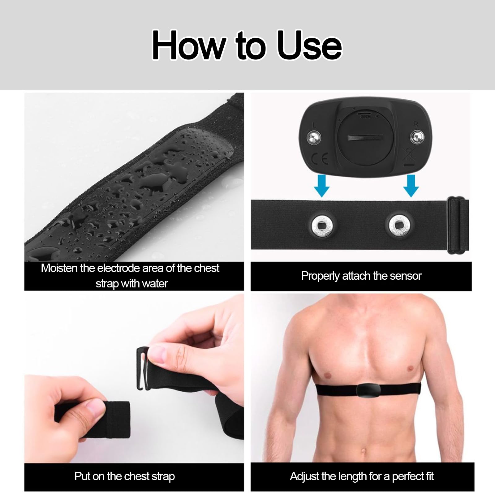 Regulowany pasek kardio (70 cm do 110 cm) do czujnika tętna, kompatybilny z Bluetooth i ANT+ z Garmin, Wahoo, Polar H10 H9, Coospo, Magene, Bryton, Livlov