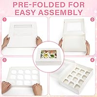 Vista 3 de LotFancy 12 cajas para cupcakes, paquete de 8, recipientes para cupcakes con ventana con capacidad para 96 cupcakes, soportes para cupcakes de grado