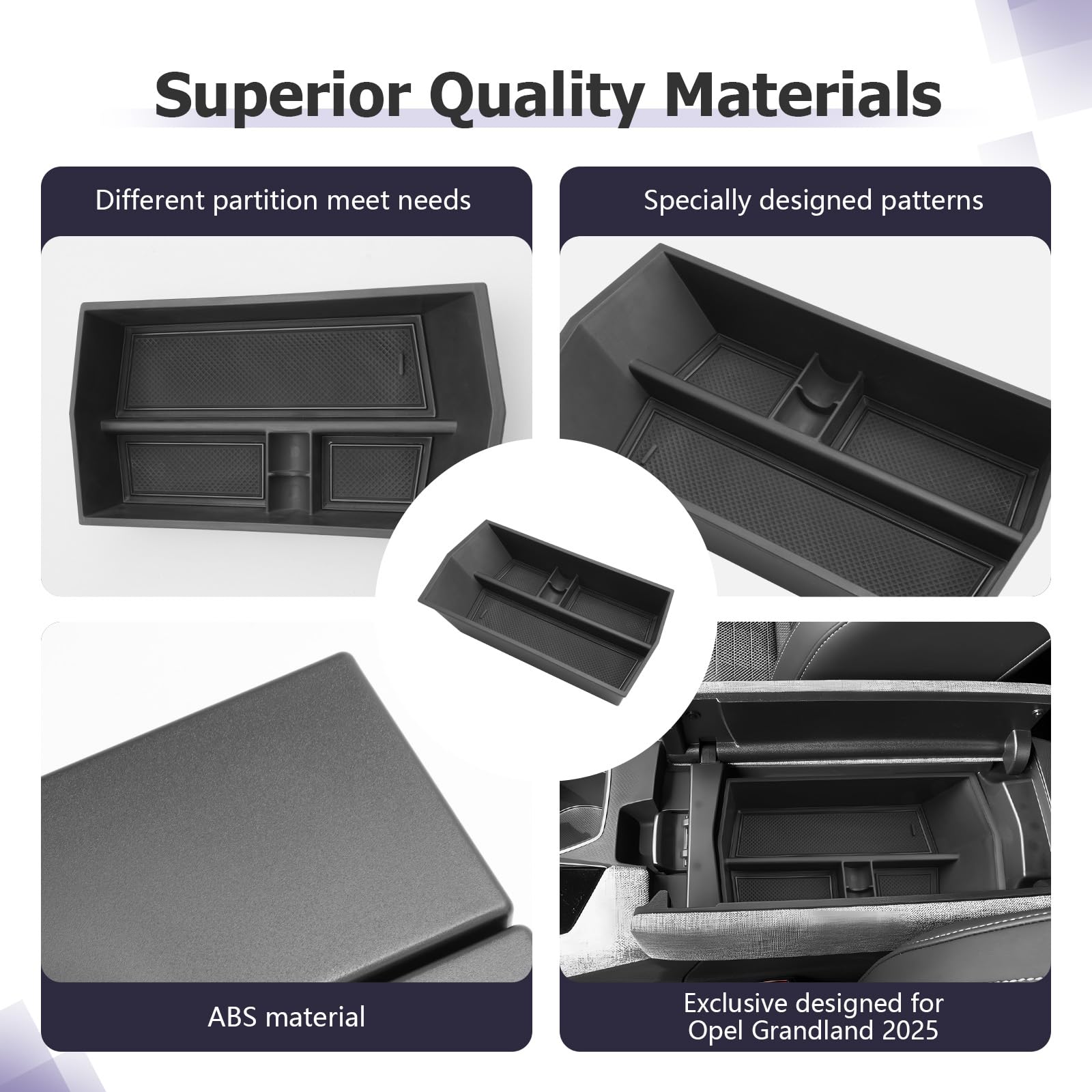 LUWU Compatibile con Opel Grandland GS EV Elettrico Hybrid 2025 2026 Consolle Centrale Armadietti Scatola portaoggetti Nuovo Grandland Multifunzionale vano portaoggetti Organizer Grandland Accessori
