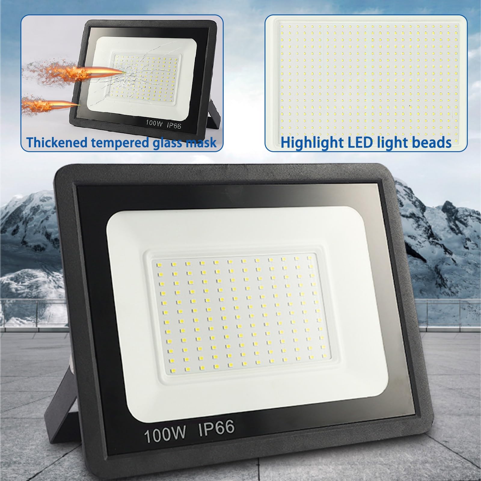 Faretto LED a Lunga Durata (50.000 Ore), Lampada da Parete cablata con Illuminazione Impermeabile IP66, faretti LED Luminosi for parcheggi Esterni(2pack,200w)