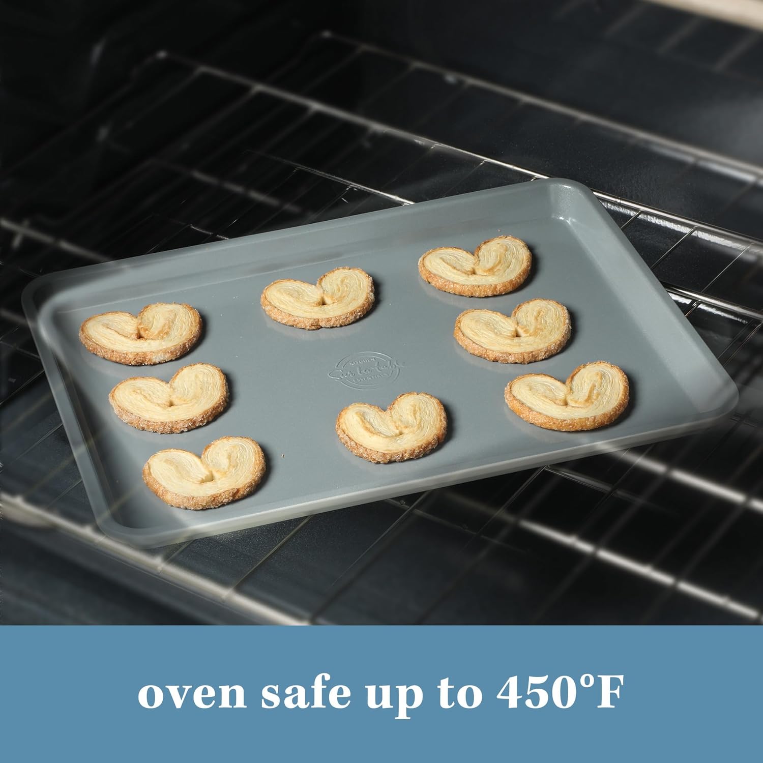 Sur La Table Kitchen Essentials Bake Sale 15 X 10 Inch PFOA, PFAS, PTFE Free Nonstick Cookie/Baking Sheet - Linen White (Pack of 4)