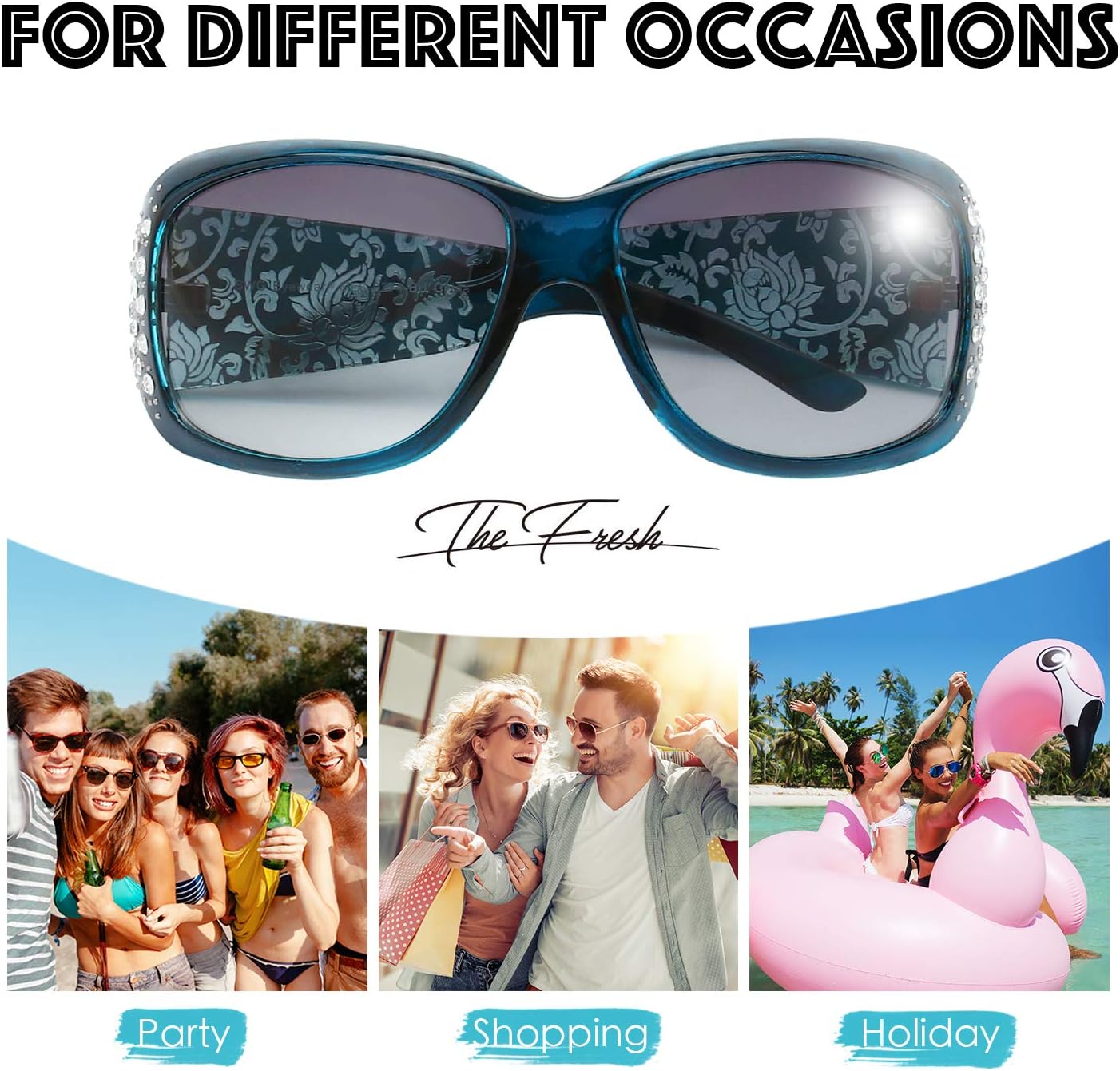 The Fresh Trendy Classic Women Hot Fashion Rhinestones Sunglasses with Gift Box - Image 5