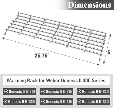 Uniflasy 66044 Stainless Warming Rack for Weber Genesis II 300