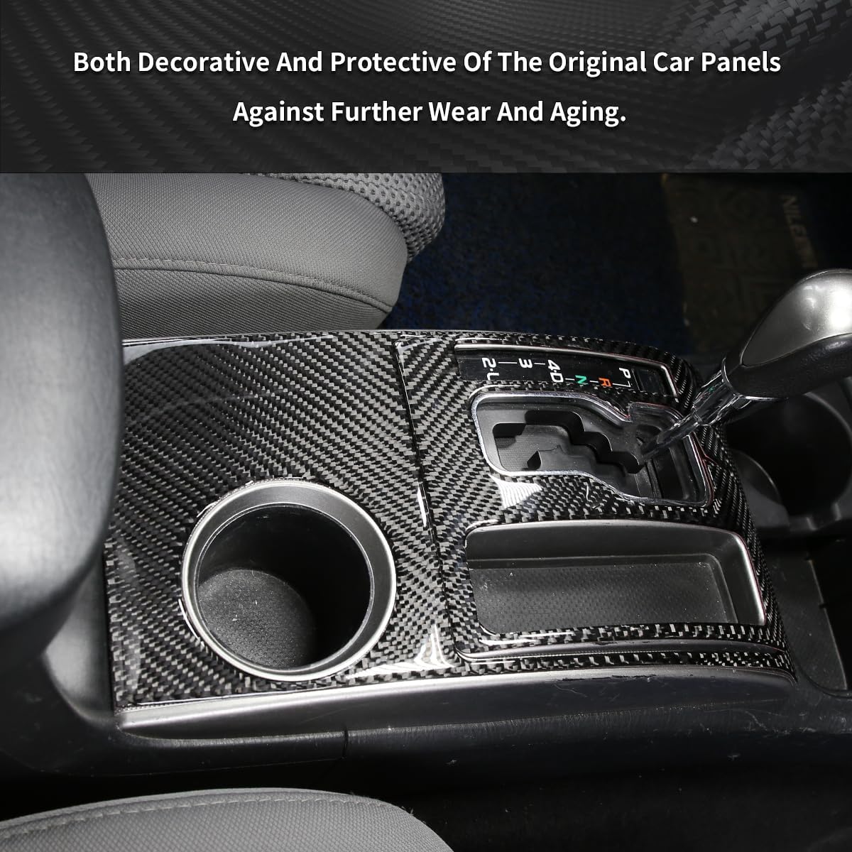 Automobile Center Control Gear Shift Panel Trim Sticker,Fit for Toyota Tacoma 2007 2008 2009 2010 2011 2012 2013 2014 2015,Real Soft Carbon Fiber Car Interior Accessories 2PCS