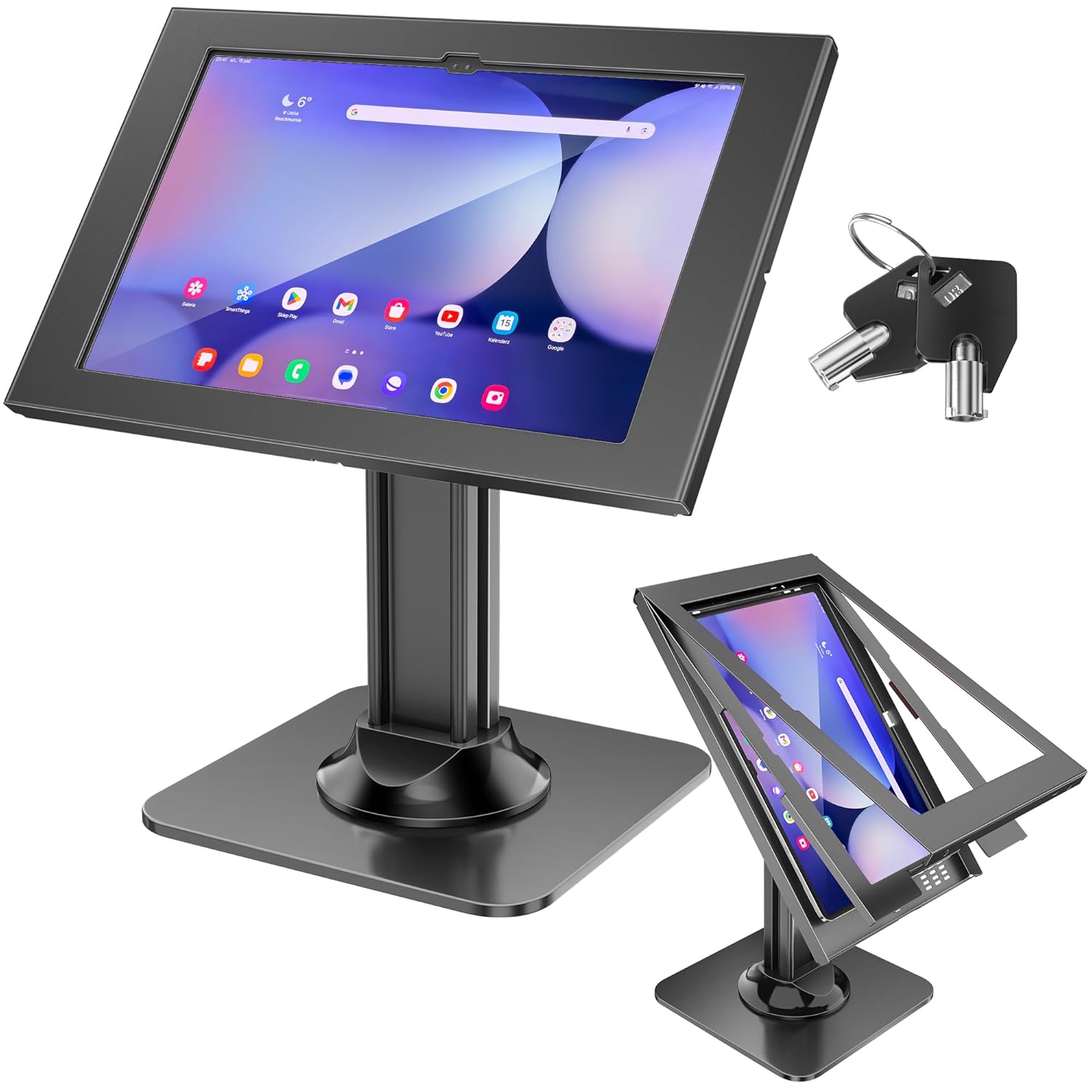 AboveTEK Anti-Theft Tablet Kiosk Stand Heavy-Duty 10 8 lbs Aluminum Security Mount 360 Swivel Lock Fits Samsung Galaxy