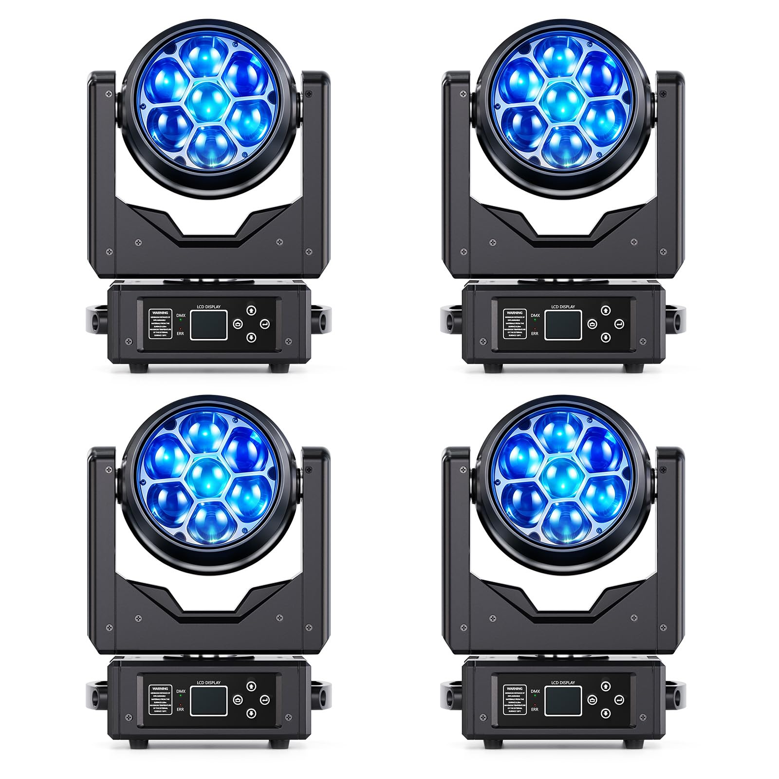 4 PCS 280W LED Moving Head Discolicht Partylicht,RGBW Beam Scheinwerfer mit elektronischem Fokus,Wash Beam Vortex Kaleidoskop Effekte,DMX512 Bühnenlicht Strahl für Hochzeit DJ Bar Party