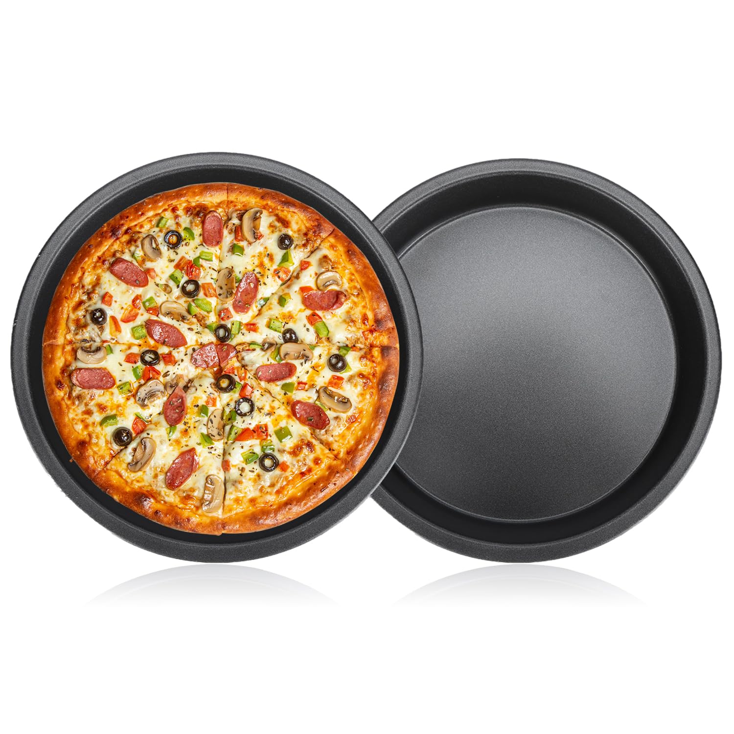 Plaque à pizza ronde en acier lot de 2 moules anti-adhésifs de 25,4 cm pour cuisine et pâtisserie