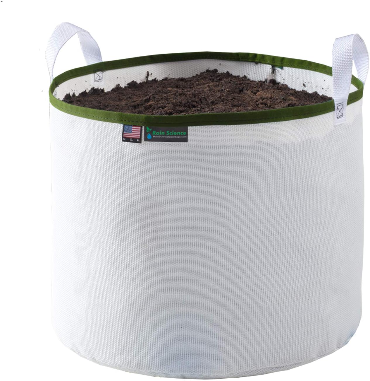 Grow Bag - 25 Gallon, Planting Pots - Colorful Plant Grow Bags Pots Gardening Vegetable - Air Pruning Mesh Fabric Plant Container - (White/ODGreen)