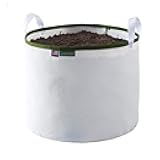 Rain Science - Grow Bag 7 Gallon, Planting Pots - Colorful Plant Grow Bags Pots Gardening Vegetable - Air Pruning Mesh Fabric Plant Container - (White/ODGreen)