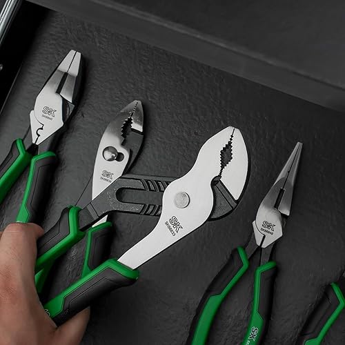 Miniatura 8 de SK Alicates de junta de ranura de 10 pulgadas, alicates de bomba de agua, construcción de acero CR-V premium, mordaza en V con cómodos agarres