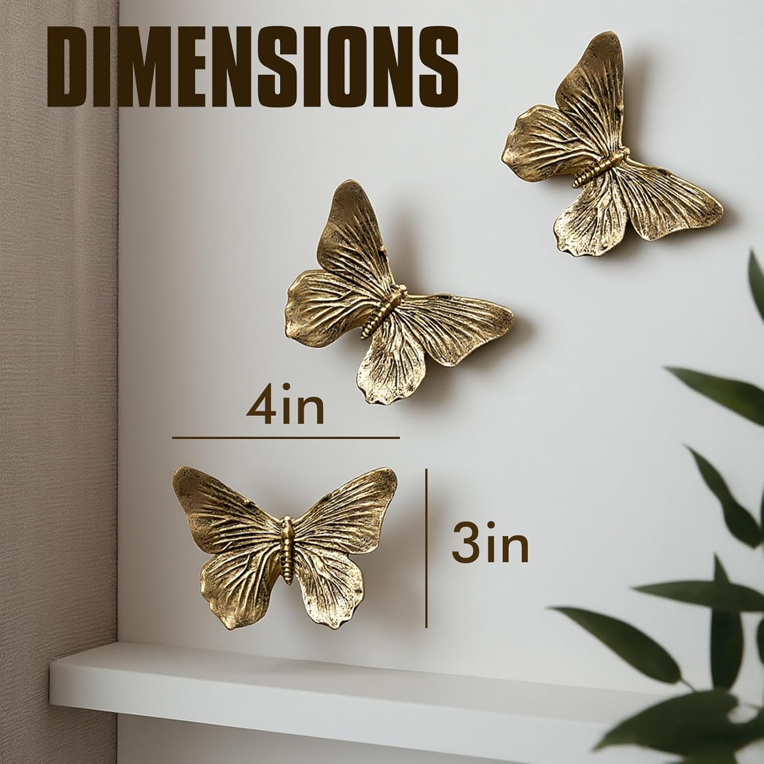 GUSFREUD 3D Butterfly Wall Decor Set – Resin Wall Decorations for Living Room, Bedroom and Gallery Walls - Antique Copper - Set of 3