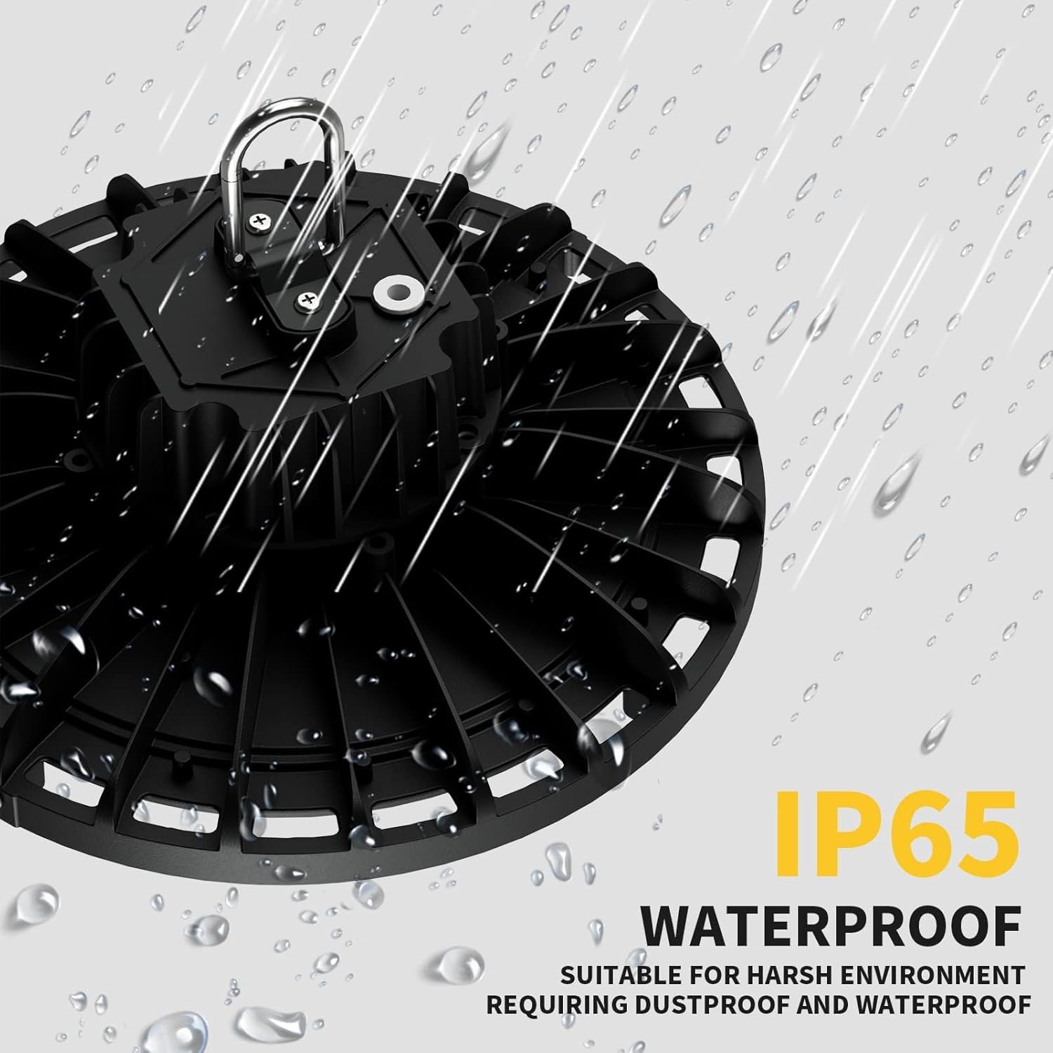 Adiding UFO LED High Bay Light 200W Bright 30000 Lumens 5000K Daylight Shop Lights IP65 Waterproof with Power Cable, Carabiner Hanging Hook Replace 800W MH/HPS Light Fixture for Gym Factory Warehouse