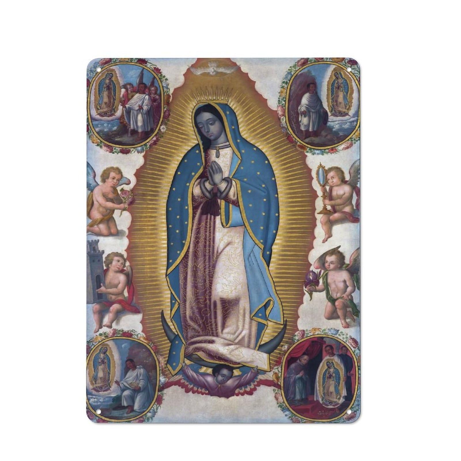 Junmoney Virgin Of Guadalupe 1700 Nostalgic Decorative Tin Sign 40X30cm Featuring Old Style Wall Plaque For Kitchen, Hallway, Bar Or Small Cafe