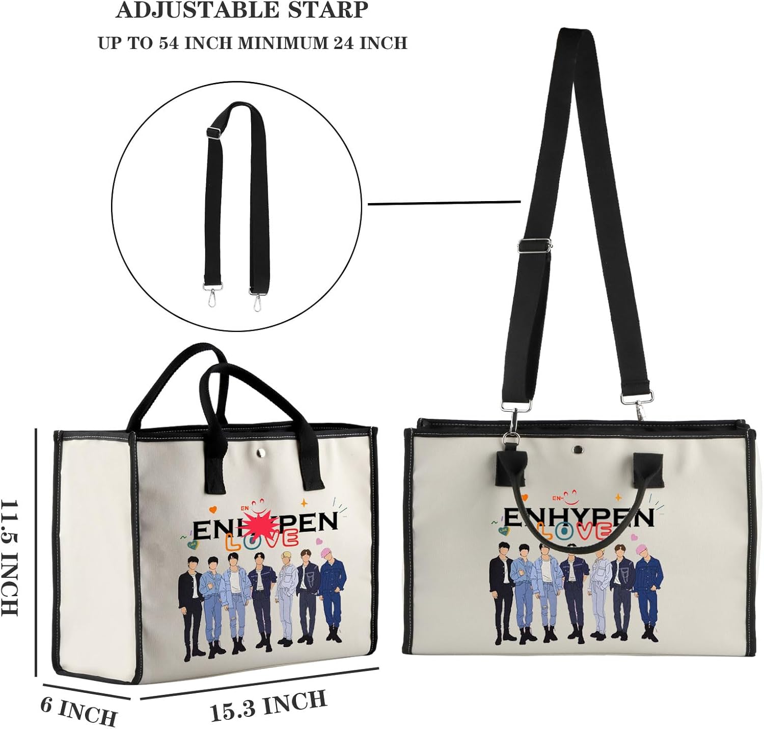 Zuo Bao Korean Group Tote Bag K-Pop Singer Lover Gift Korean Music Inspired Canvas Shopping Bag for Fans
