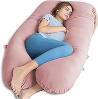 Vista 14 de QUEEN ROSE - Almohadas refrescantes para embarazo en forma de U, almohada corporal completa de maternidad para soporte de embarazadas, rayón