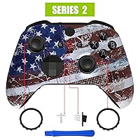Vista 4 de eXtremeRate Impression US Flag Replacement Faceplate Cover for Xbox One Elite Controller Series 2 (Model 1797), Soft Touch Front Housing Shell &