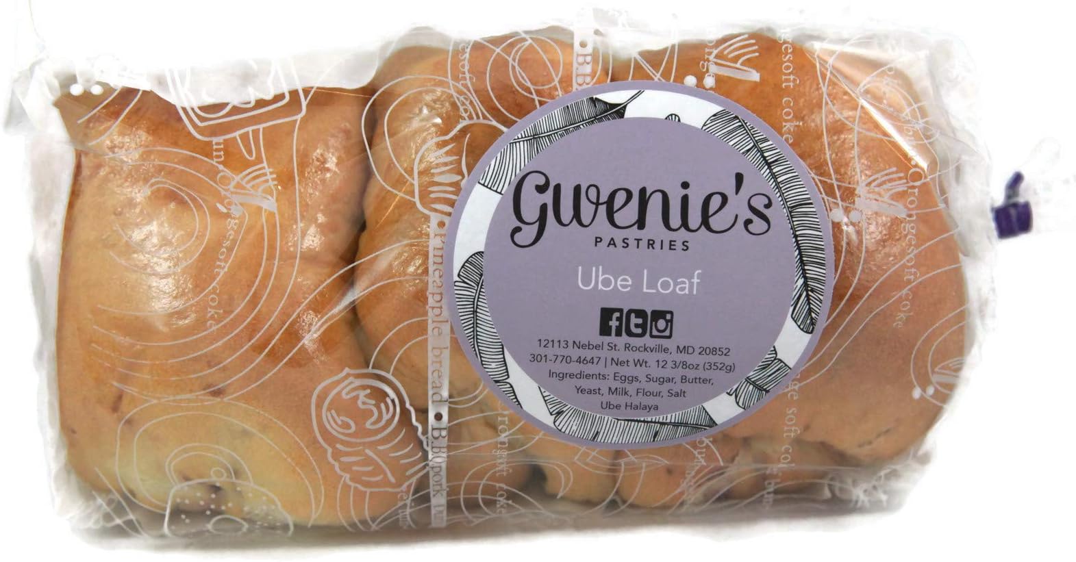 Gwenie's Pastries Ube Loaf (1 Pack) Consume within 5 days or refrigerate