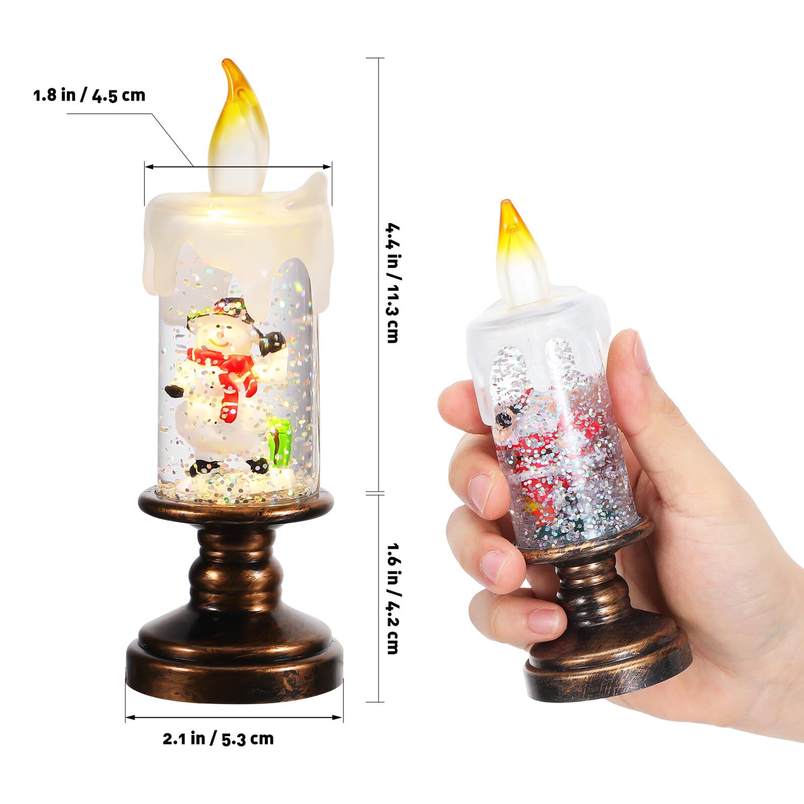 3pezzi Globi di Neve Luminosi Natalizi Candele per Finestre Fiamma LED Realistica Scintillanti Decorazioni Luminose per Centrotavola di Festa per Casa