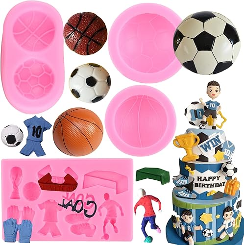 Molde de silicona de fútbol para fondant, molde de fútbol para fondant, molde de fútbol para decoración de pasteles, decoración de cupcakes,