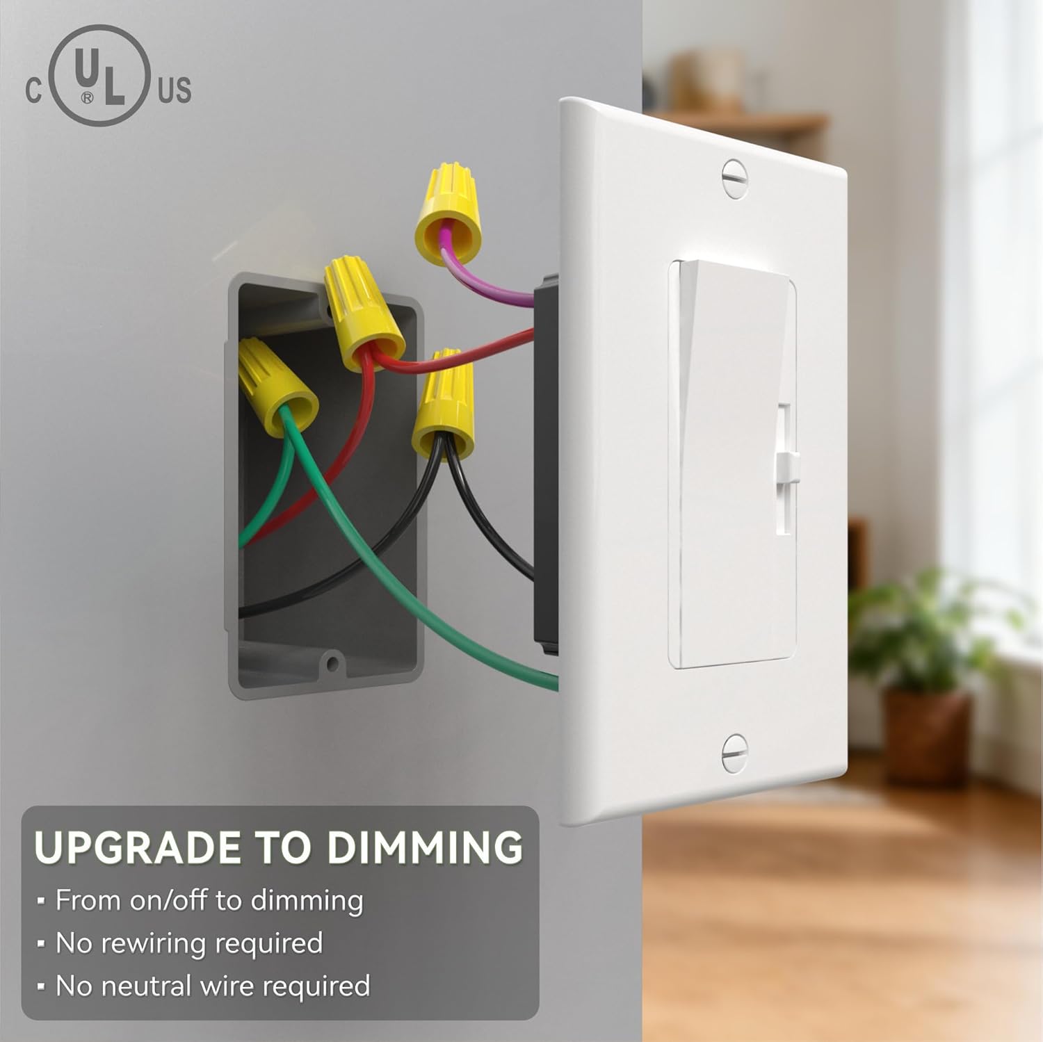 2 Pack LED Dimmer Light Switch Single Pole or 3 Way Dimmable Light Switch Compatible with LED CFL Halogen and Incandescent Bulbs with Adjustable Minimum Brightness UL Listed White