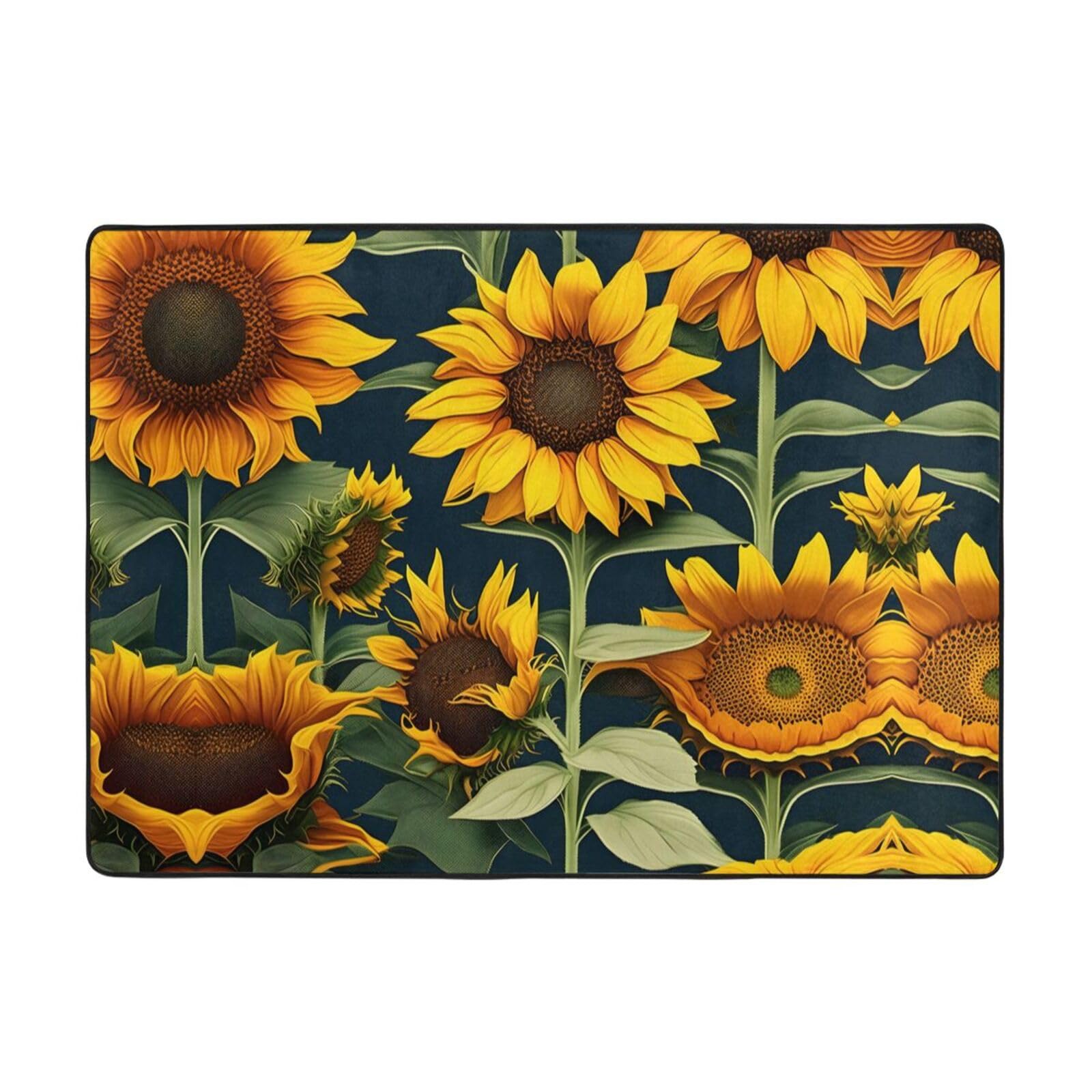 Tapis de sol tournesols sauvages pour créer un coin lecture au balcon