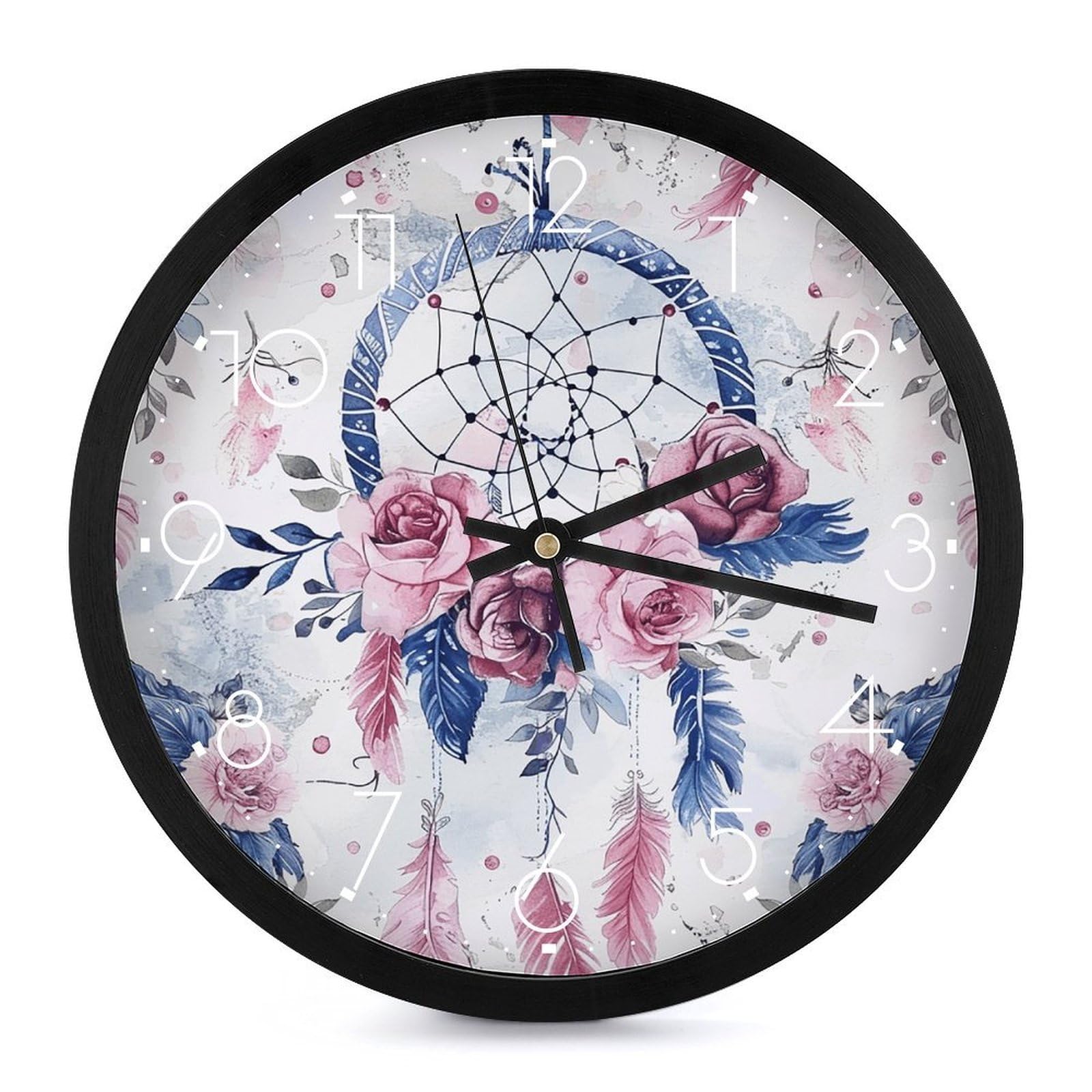 Horloge murale ronde silencieuse à piles pour salon et chambre