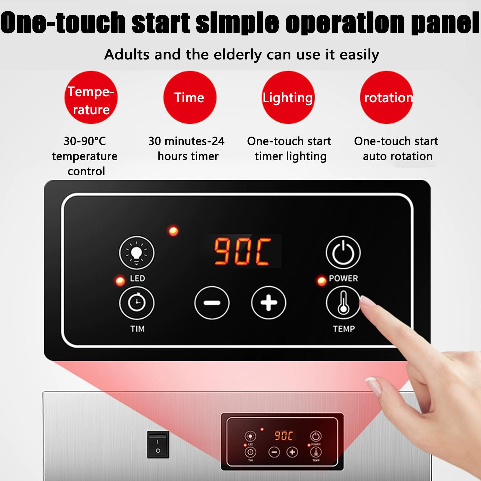 Macchina per la disidratazione degli Alimenti da 800 W | essiccatore per carne rotante con timer digitale 24 ore, disidratatore per alimenti per carne, controllo touch LED