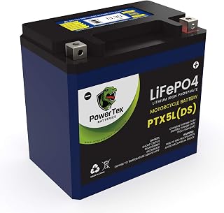 YTX5L-BS Lithium Ion LiFePO4 Motorcycle Battery 88 CCA LCD Voltage & Capacity Display - 5-10 Year Lifespan - High Performance & Maintenance Free SLA Drop-In Replacement for YTX5L