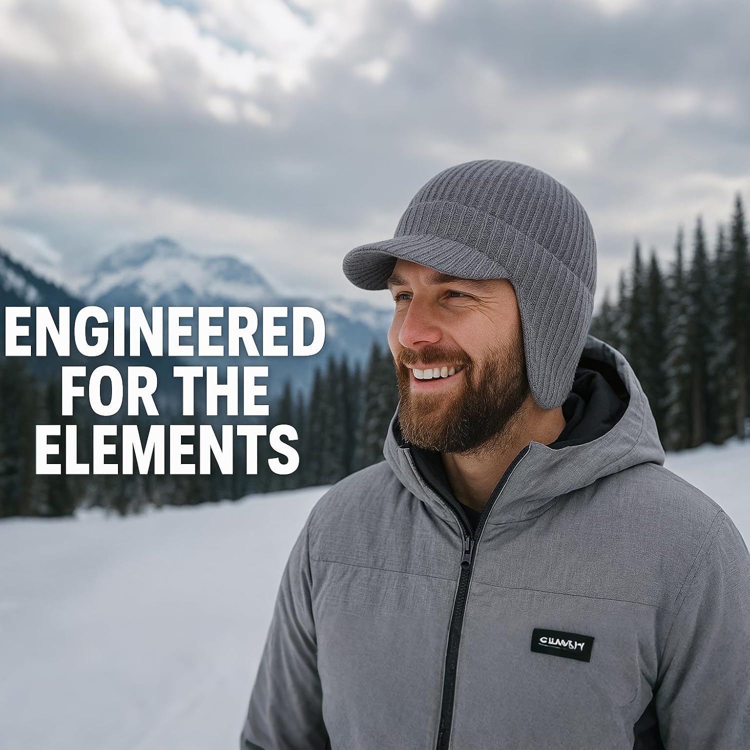 Plus Size M/L/XL/XXL Waterproof Merino Wool Beanie Hat with Brim Ear Flaps Fleece Lined Ski Cap for Cold Weather & Big Heads - Image 5