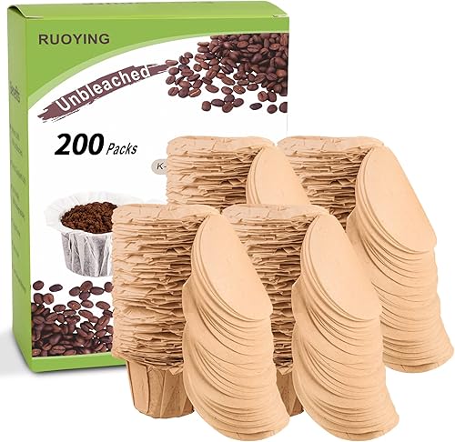 Filtros de papel desechables sin blanquear con tapa para filtros reutilizables de taza K, filtros de café reutilizables K Cup, se adapta a todas las