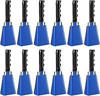 Vista 11 de Pelopy 12 campanas de vaca grandes de 9 pulgadas con mango para eventos deportivos, cencerros de percusión de mano, campanas de campana de animación