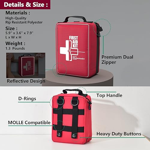 Miniatura 4 de Kit de primeros auxilios, kit de primeros auxilios para trauma mejorado con compartimentos etiquetados, kits médicos de emergencia con sistema