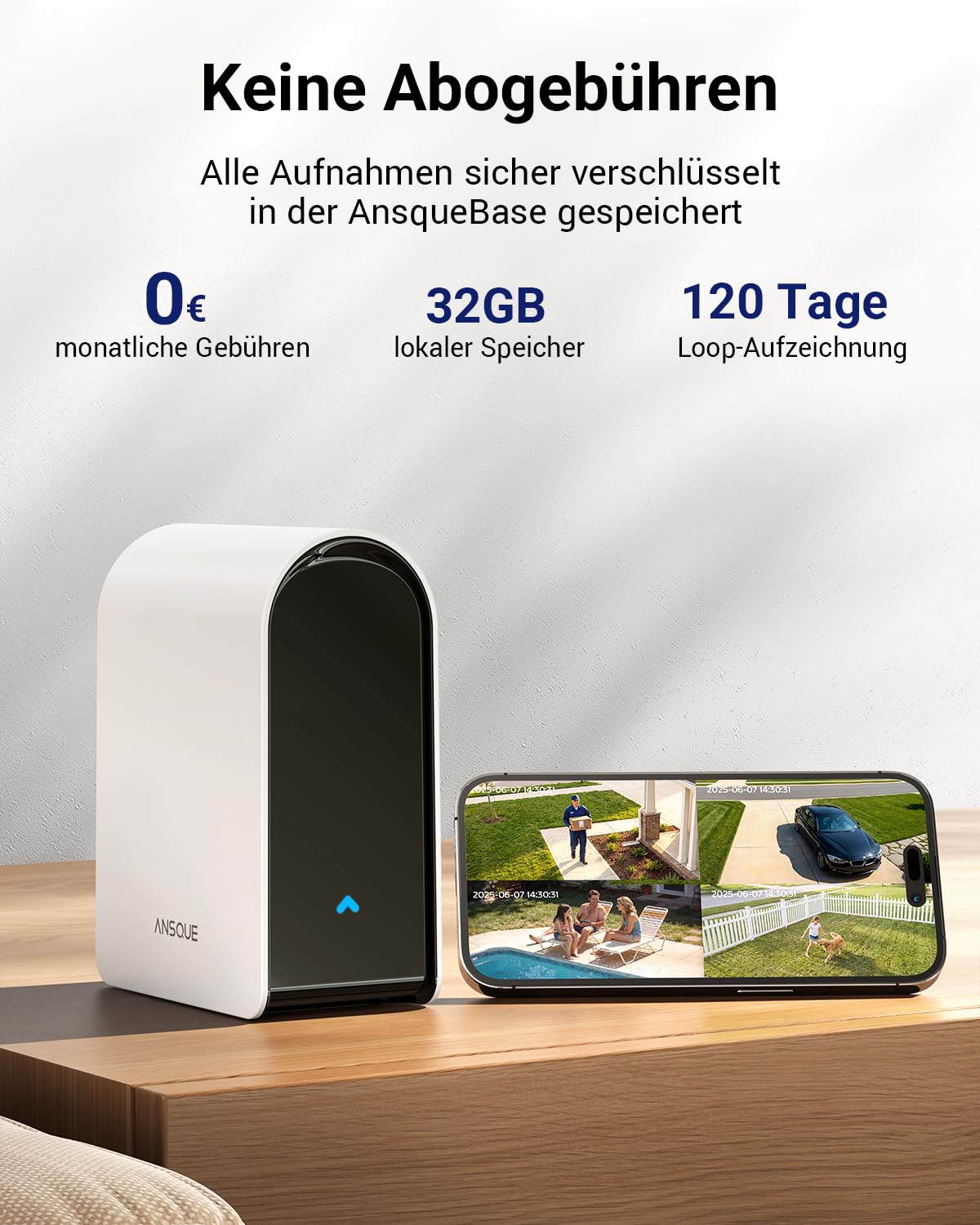 Ansque Outdoor Solar Camera Set 2x32GB 360° Tracking 2K Nachtvision - Dettaglio