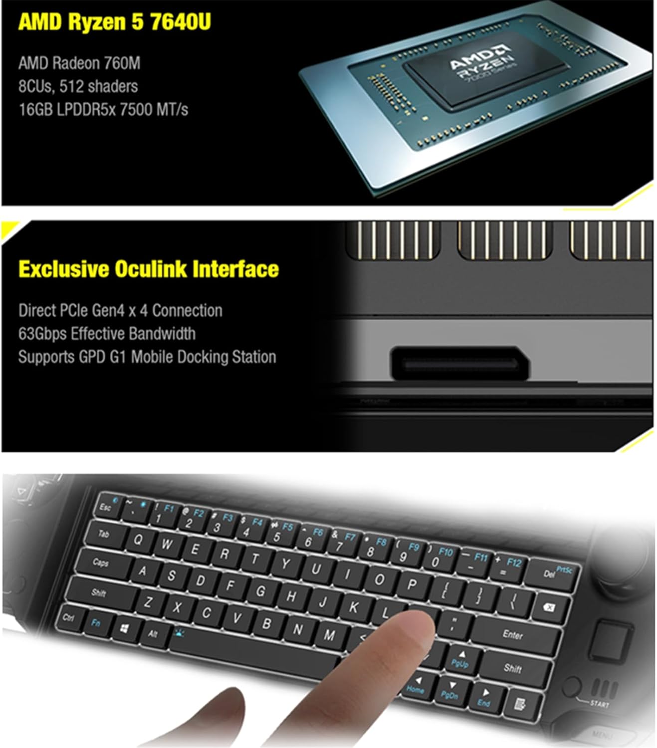 GPD WIN4 Gaming PC 6 Inch Ryzen 5 7640U Windows 11 Laptop 16GB RAM 512GB SSD in Zambia at ZMW