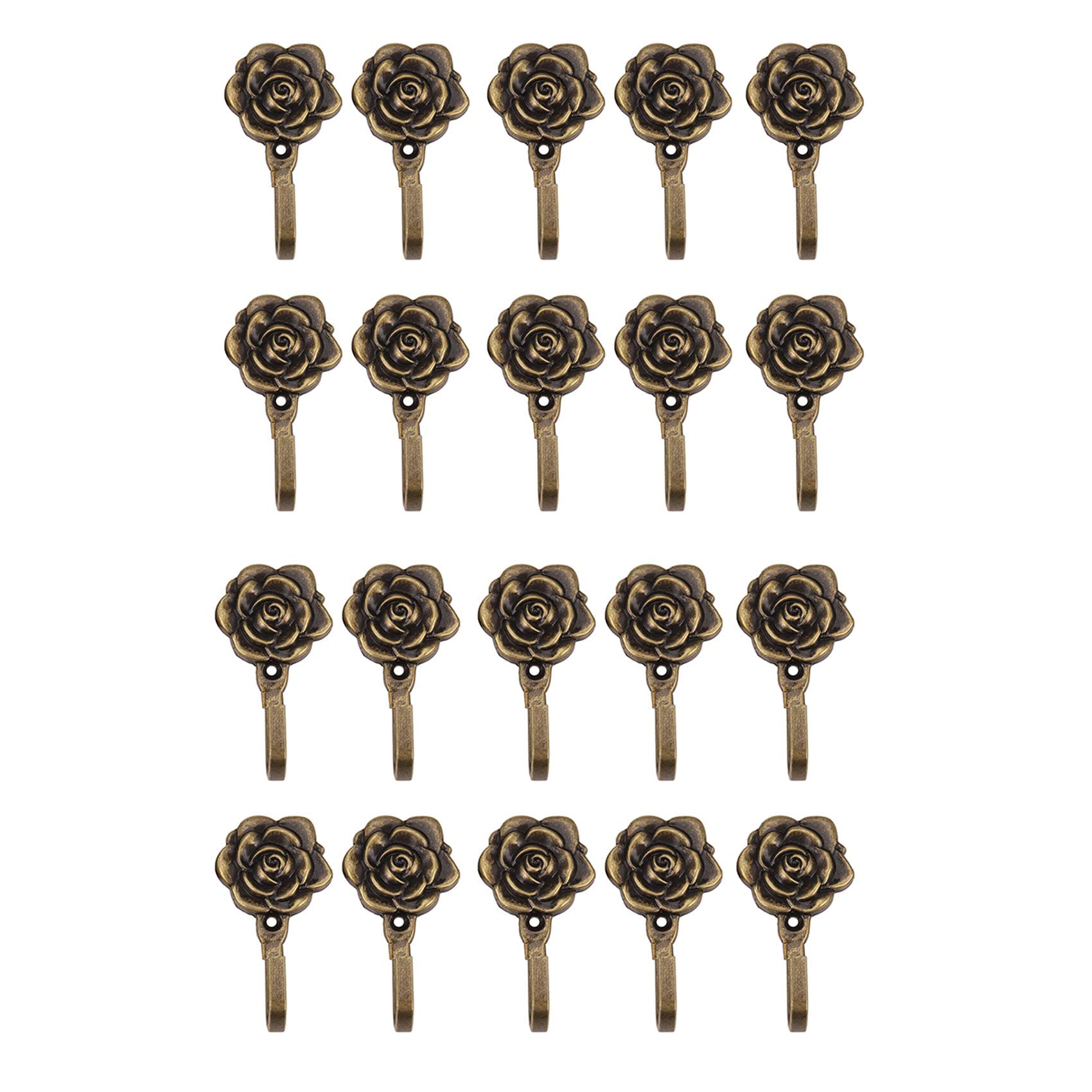 Hndhbfgrt 20Pcs Metal Rose Flower Curtain Tie Back Tieback Holders Wall Hooks Decor
