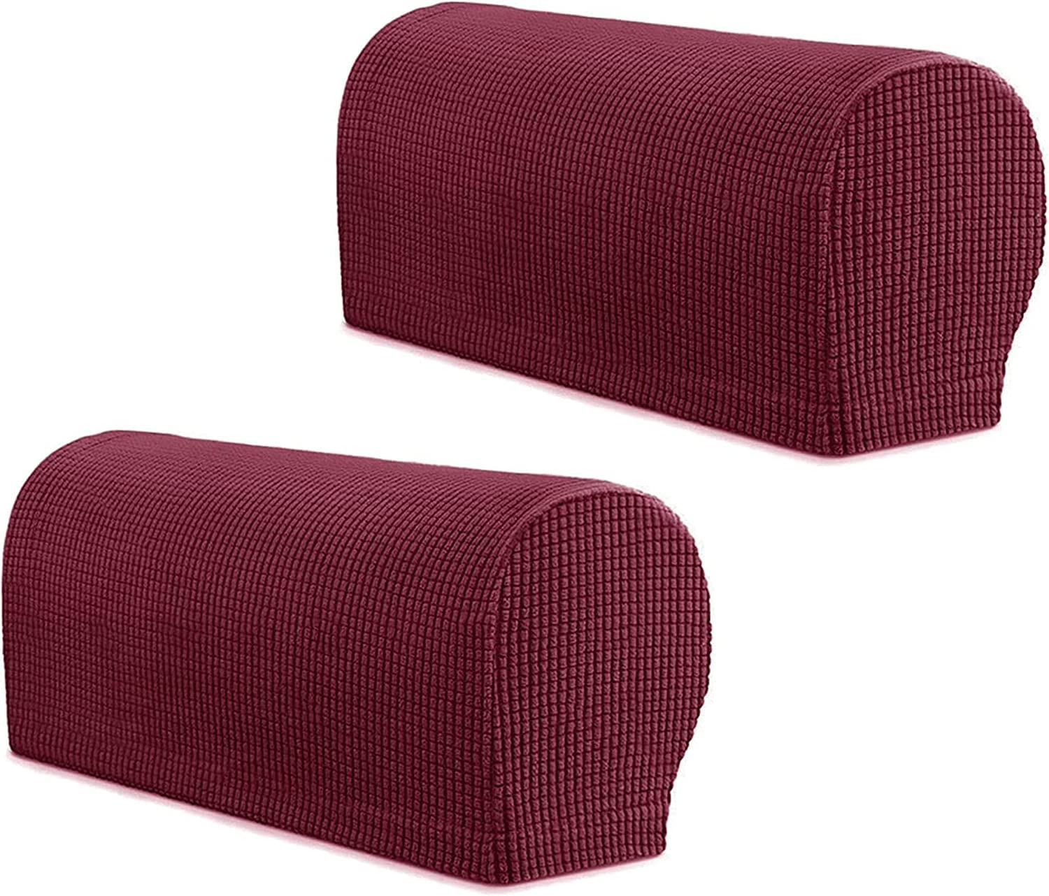 Armlehne Stuhlhussen Armlehnenbezüge Weiches Spandex Polyester Armkappen Rutschfester Möbelschutz Stretch Armlehne Bezug für Stuhl Sofa Couch, 2er Set, Braun (Farbe: Gewinderot, Größe: 4 Stück)