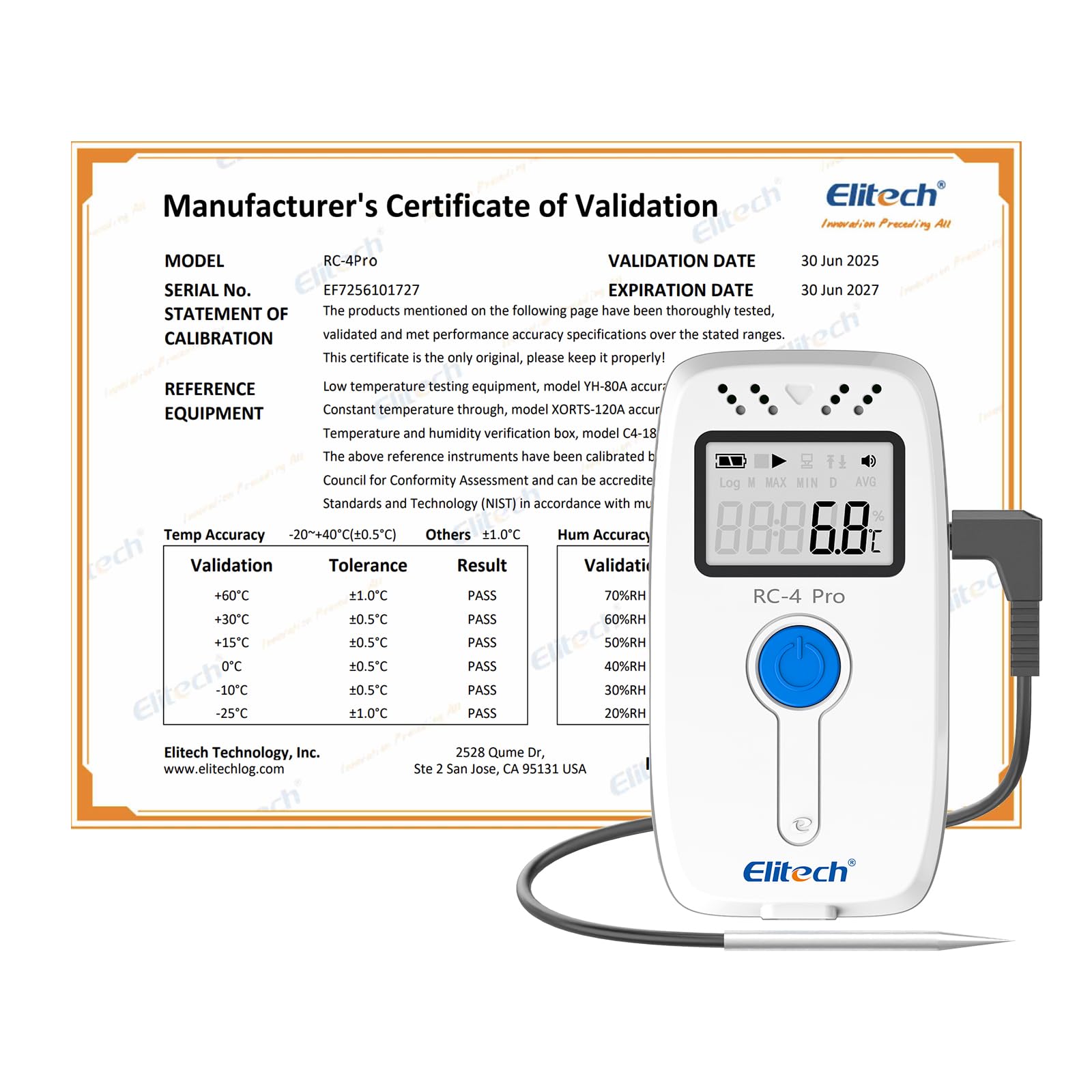 Elitech RC-4 - Grabadora de datos de temperatura con sensor de temperatura externo