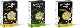 Greenypeeps Organic Chamomile Tea, Green Tea & Lemon Grass with Ginger Tea - 20 Count Each, Bundle of Pure & Fresh Infused...