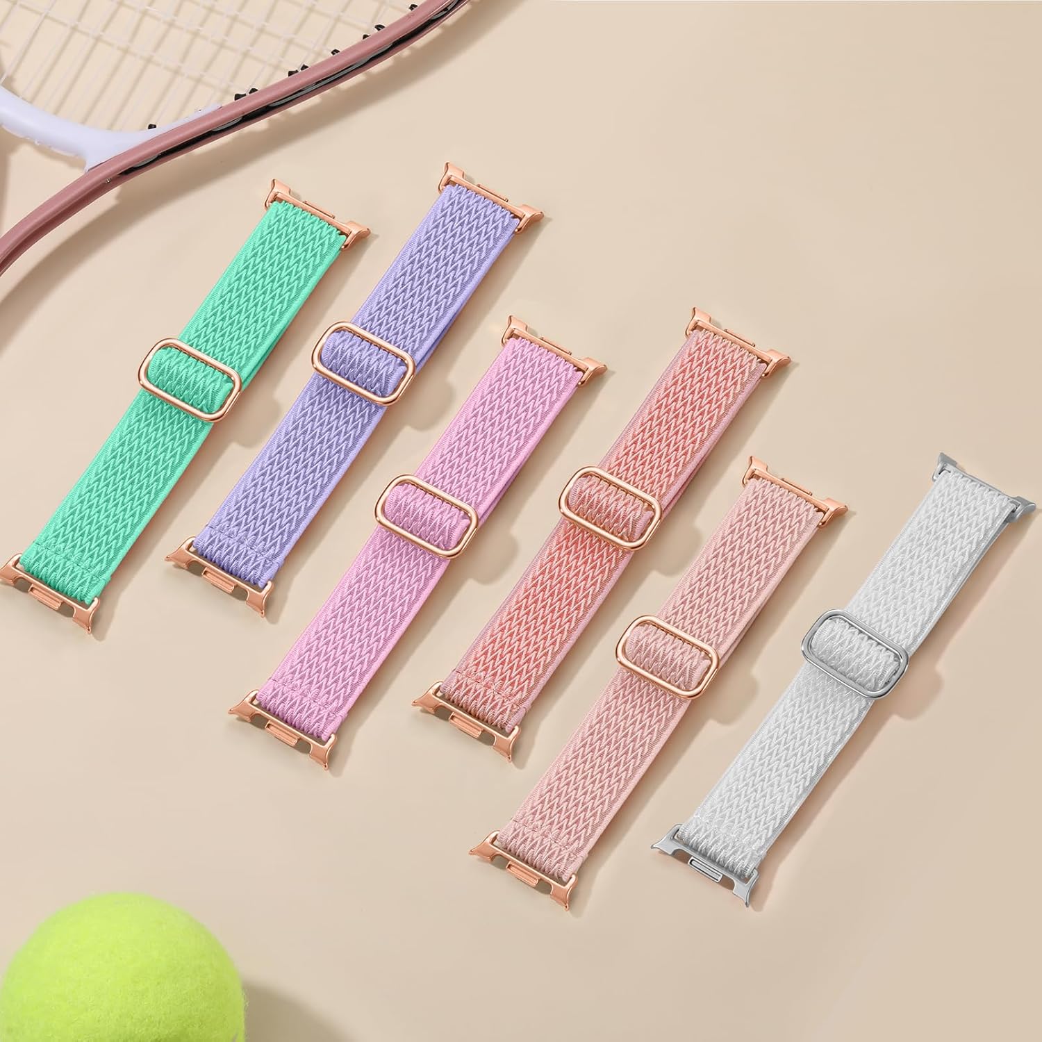 Easuny 6 Pack Stretchy Bands Compatible with Samsung Galaxy Watch 8 Band 40mm 44mm, Samsung Galaxy Watch 8 Classic 46mm Loop, Elastic Nylon Fabric No Gap Sport Strap Replacement for Women Men - Image 5