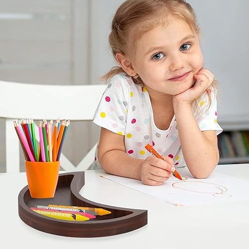 Miniatura 6 de Naudem - Soporte de cristal de madera de 10 x 5 pulgadas, bandeja grande de nogal y luna creciente para piedras, bandeja de Ramadán en forma de