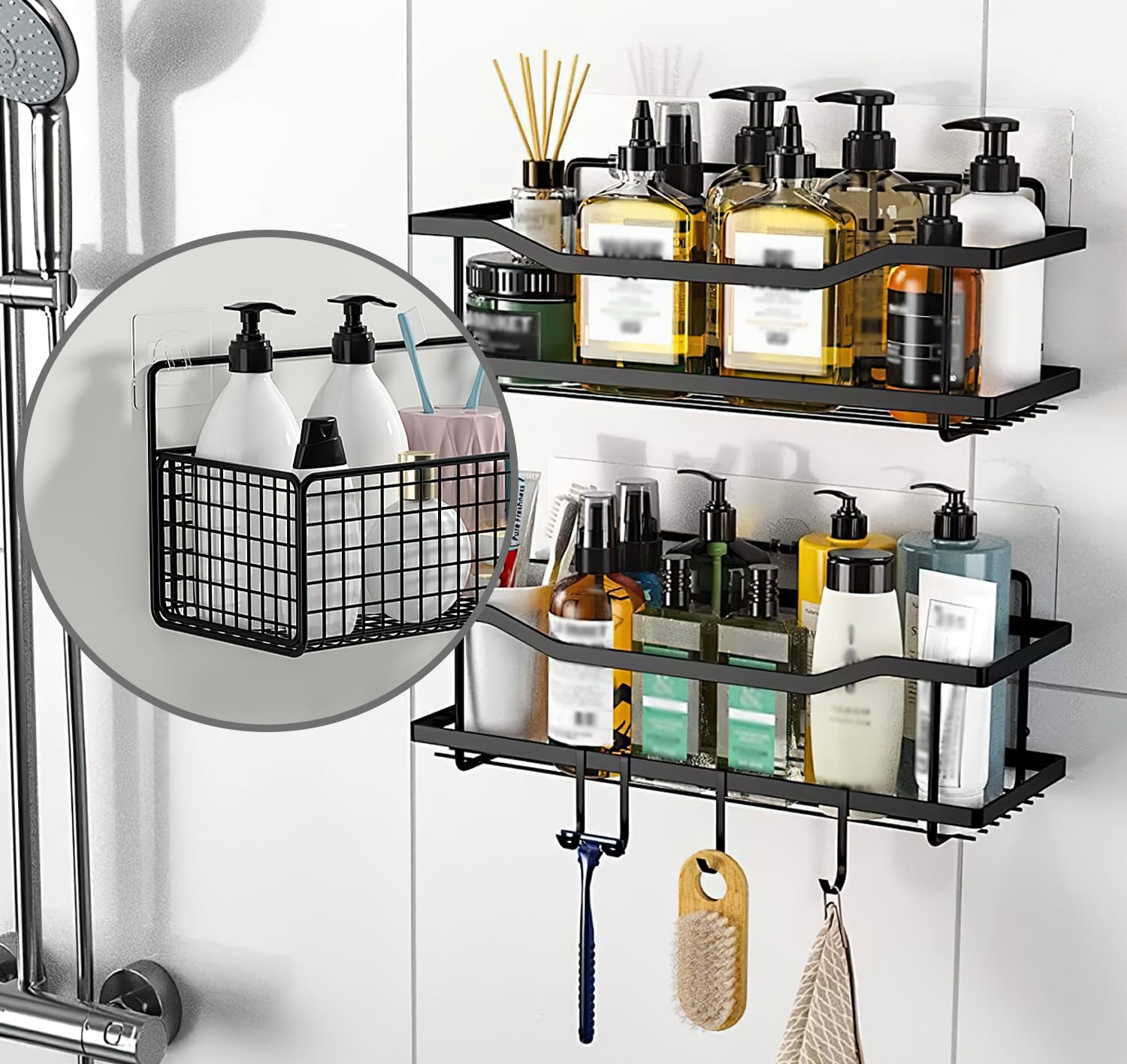 12 Ganci Adesivi Per Mensole Doccia - Trasparenti, Impermeabili, Per Piastrelle E Vetro | Facili Da Installare, Senza Fori - Foto 9